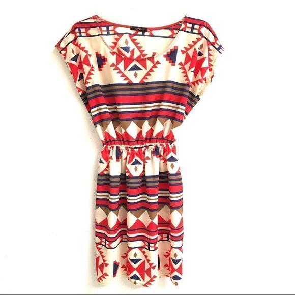 Soprano Aztec BoHo print mini dress M - Picture 1 of 6